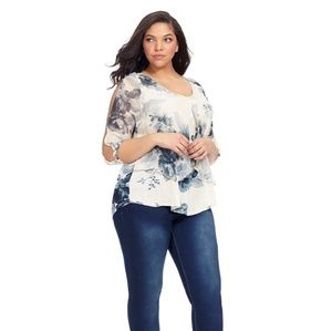 Lucky brand open natural vintage floral print top